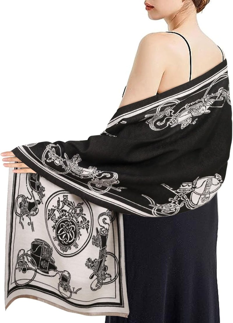 EXTREE Scarfs for Women Pashmina Silky Shawl Wrap for Evening Dressing Blanket Open Front Poncho Cape - Image 5